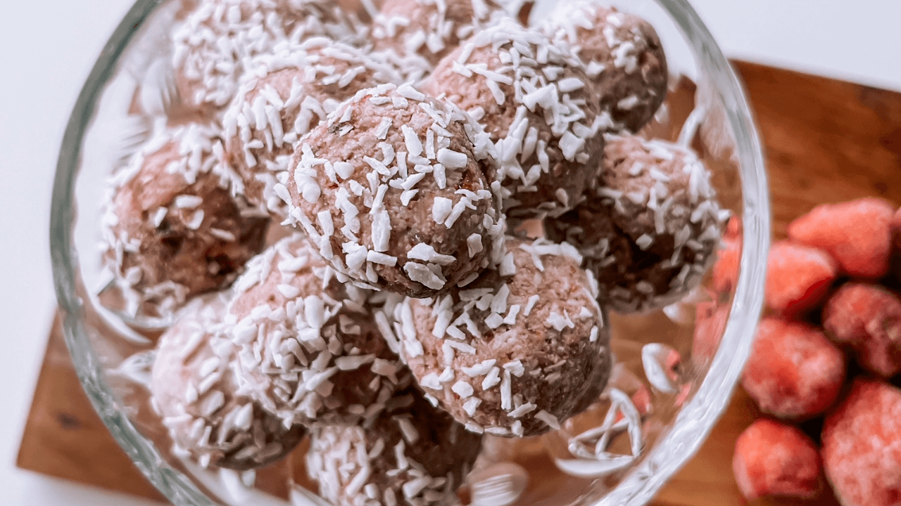 Bliss balls med jordbær